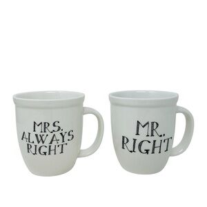 Natural Life Mr. & Mrs. Coffee Mug Set of Two White Ceramic Couples Wedding